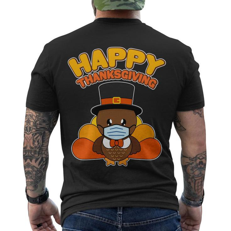 Cute Happy Thanksgiving Quarantine Turkey Mask Tshirt Men's Crewneck Short Sleeve Back Print T-shirt