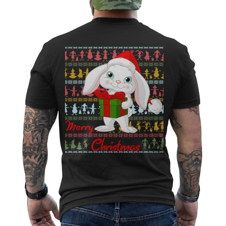 Cute Rabbit Ugly Christmas Sweater Men's Crewneck Short Sleeve Back Print T-shirt