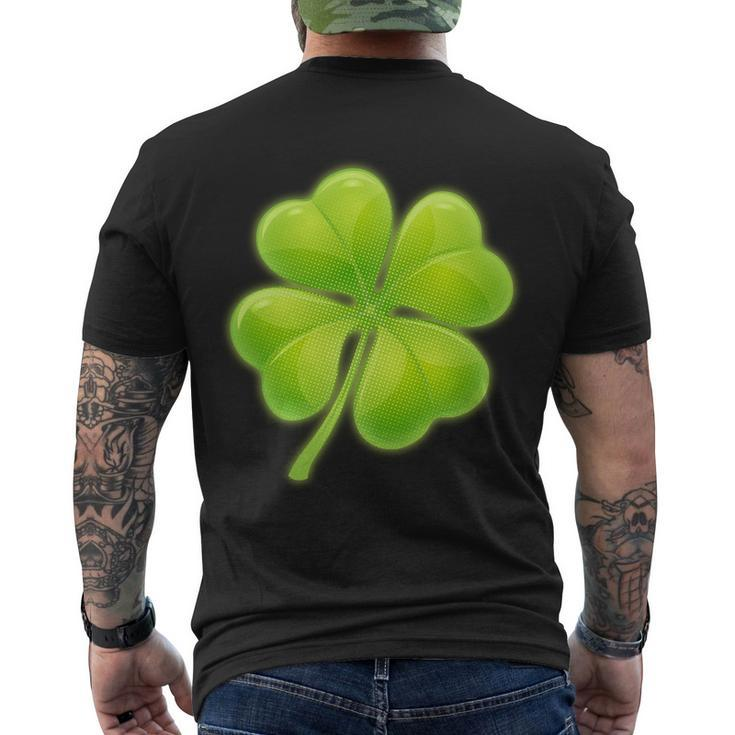 Cute St Patricks Day Lucky Glowing Shamrock Clover Men's Crewneck Short Sleeve Back Print T-shirt