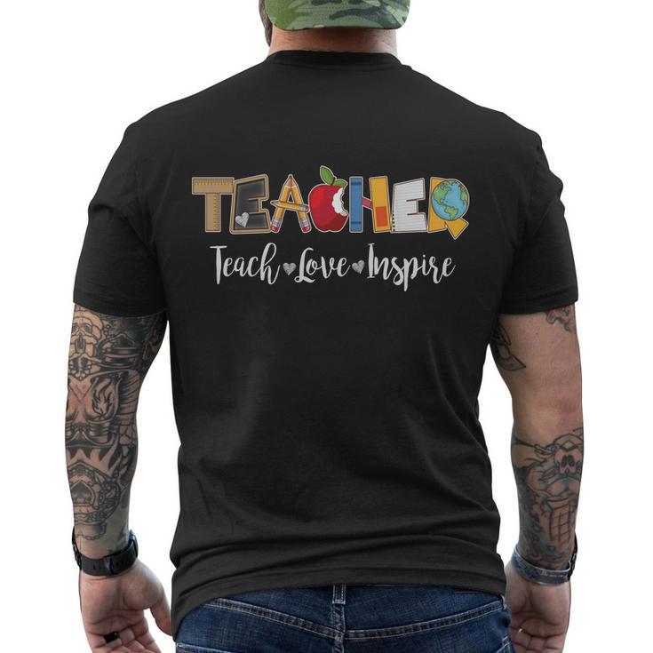 Cute Teacher Teach Love Inspire Men's Crewneck Short Sleeve Back Print T-shirt