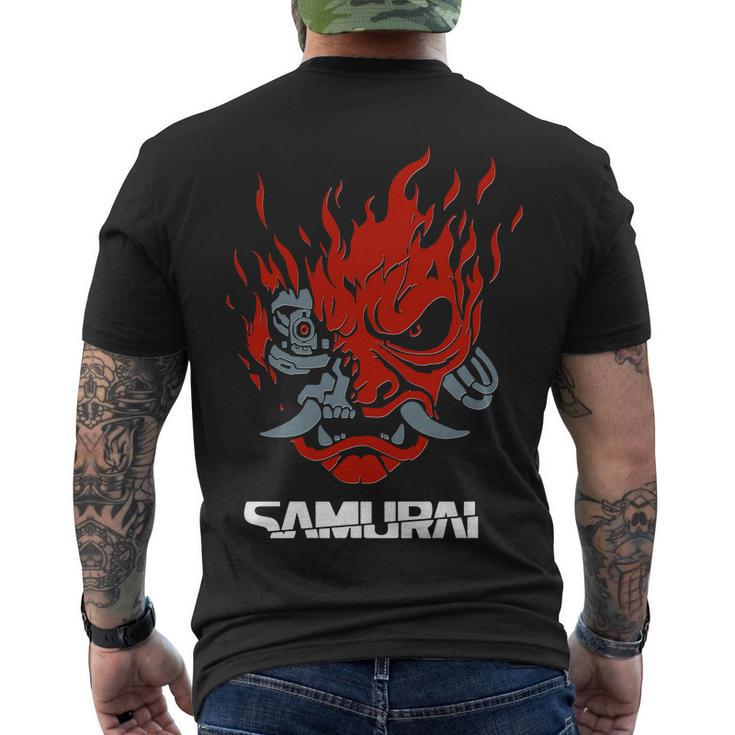 Cyberpunk Cyborg Samurai Men's Crewneck Short Sleeve Back Print T-shirt