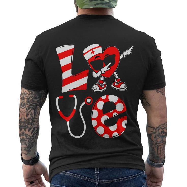 Dabbing Heart With Nurse Hat Funny Valentine Day Men's Crewneck Short Sleeve Back Print T-shirt