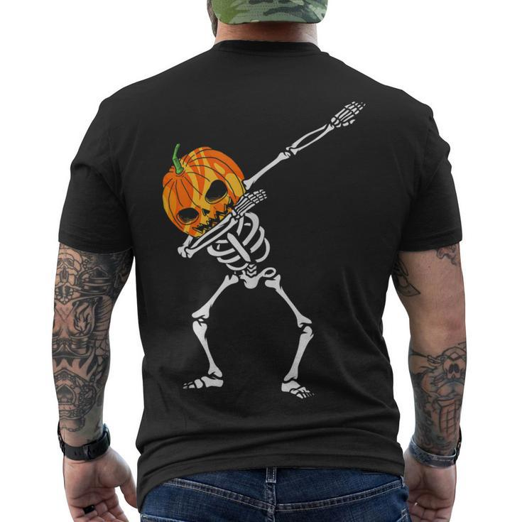 Dabbing Skeleton Pumpkin Head - Halloween Dancing Skeleton Men's T-shirt Back Print