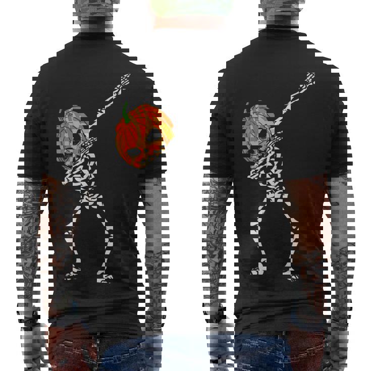 Dabbing Skeleton Pumpkin Head - Halloween Dancing Skeleton Men's T-shirt Back Print