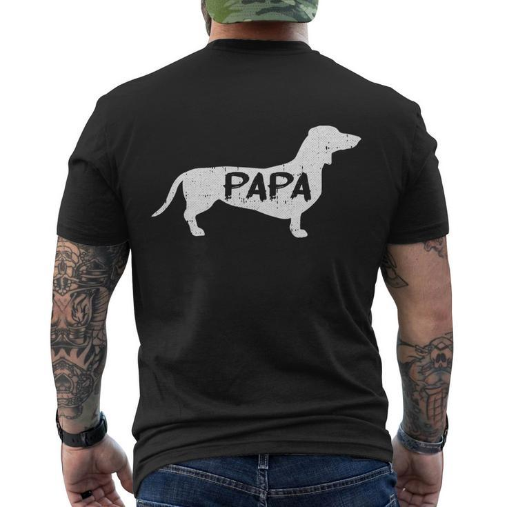 Dachshund Papa Dog Cute Puppy Doggie Animal Lover Doxie Dad Gift Men's Crewneck Short Sleeve Back Print T-shirt