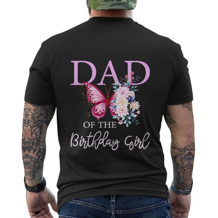 Dad 1St First Birthday Matching Family Butterfly Floral Men's Crewneck Short Sleeve Back Print T-shirt