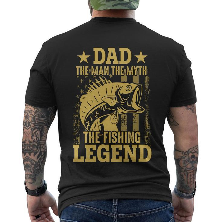Dad Fishing Legend Flag Tshirt Men's Crewneck Short Sleeve Back Print T-shirt