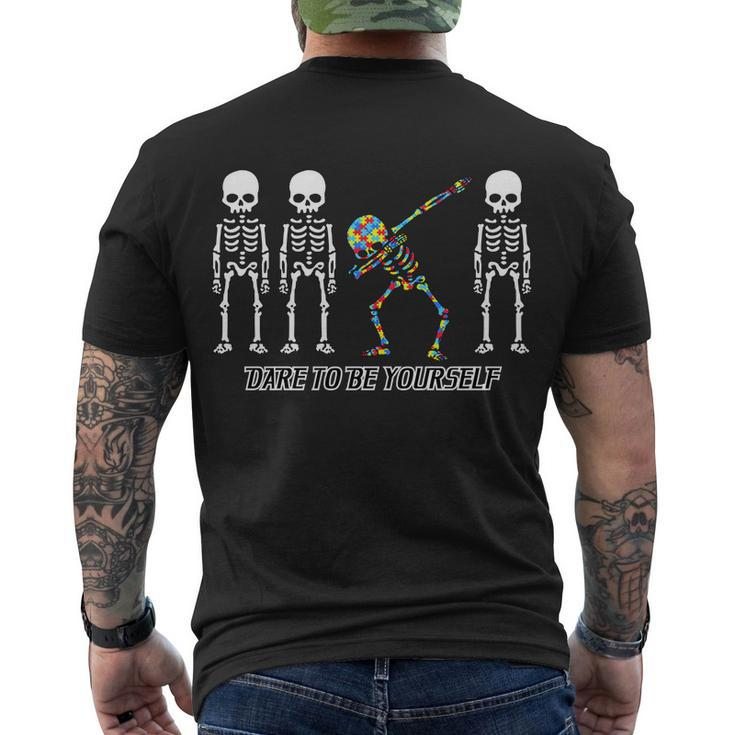 Dare To Be Yourself Autism Awareness Tshirt Men's Crewneck Short Sleeve Back Print T-shirt