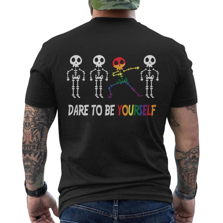 Dare To Be Yourself Lgbt Gay Pride Lesbian Bisexual Ally Quote Men's Crewneck Short Sleeve Back Print T-shirt