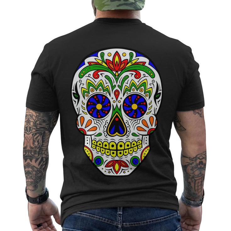 Day Of The Dead Skull Dia De Los Muertos Men's Crewneck Short Sleeve Back Print T-shirt