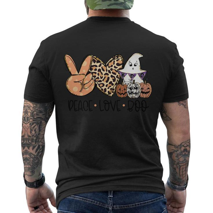 Deace Love Boo Pumpkin Ghost Halloween Quote Men's Crewneck Short Sleeve Back Print T-shirt
