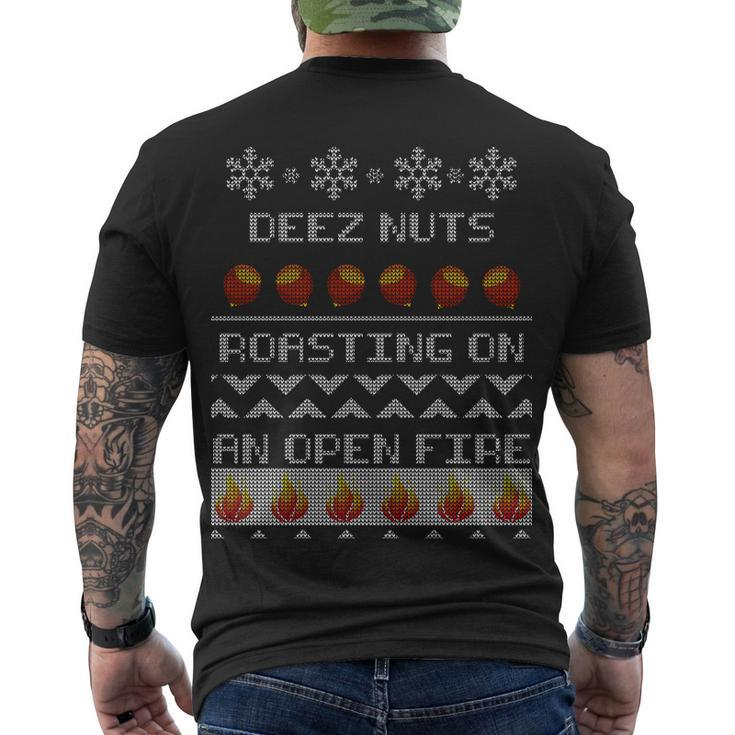 Deez Nuts Roasting On An Open Fire Ugly X-Mas Tshirt Men's Crewneck Short Sleeve Back Print T-shirt
