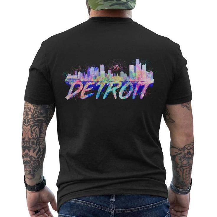 Detroit Skyline Paint Men's Crewneck Short Sleeve Back Print T-shirt