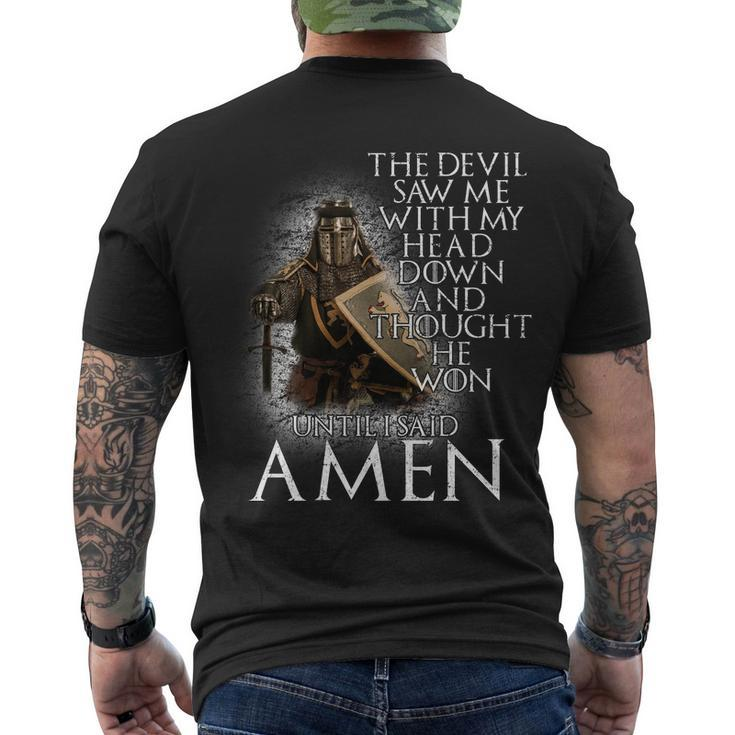 Devil Though He Won Until I Said Amen Men's Crewneck Short Sleeve Back Print T-shirt
