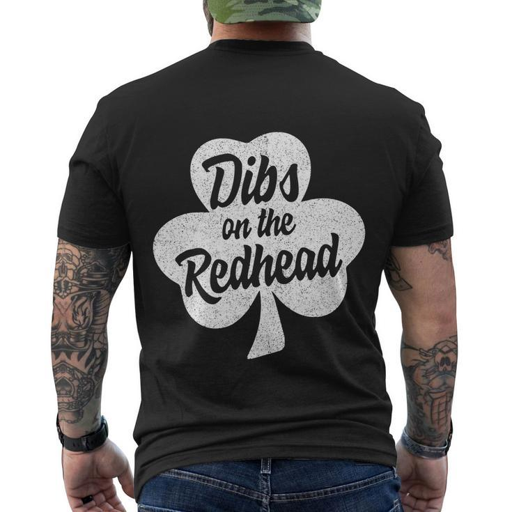 Dibs On The Redhead Funny St Patricks Day Drinking Tshirt Men's Crewneck Short Sleeve Back Print T-shirt