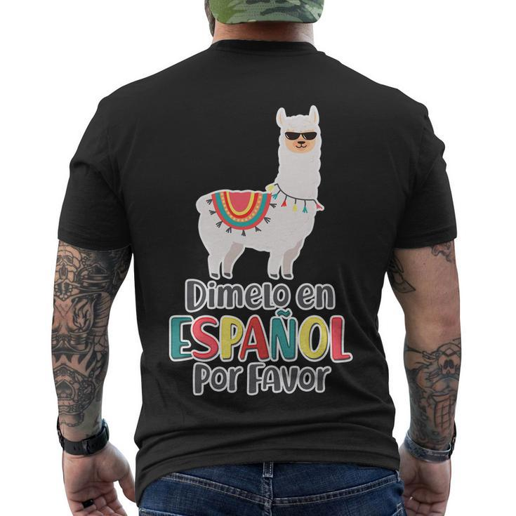 Dimelo En Espanol Por Favor Spanish Llama Men's Crewneck Short Sleeve Back Print T-shirt
