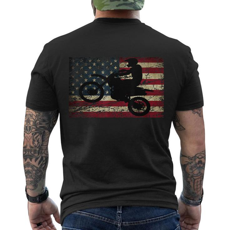 Dirt Bike Usa Flag Gift For Bikers Motocross American Flag Gift Men's Crewneck Short Sleeve Back Print T-shirt
