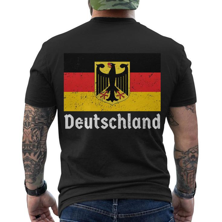 Distress German Deutschland Flag Men's Crewneck Short Sleeve Back Print T-shirt