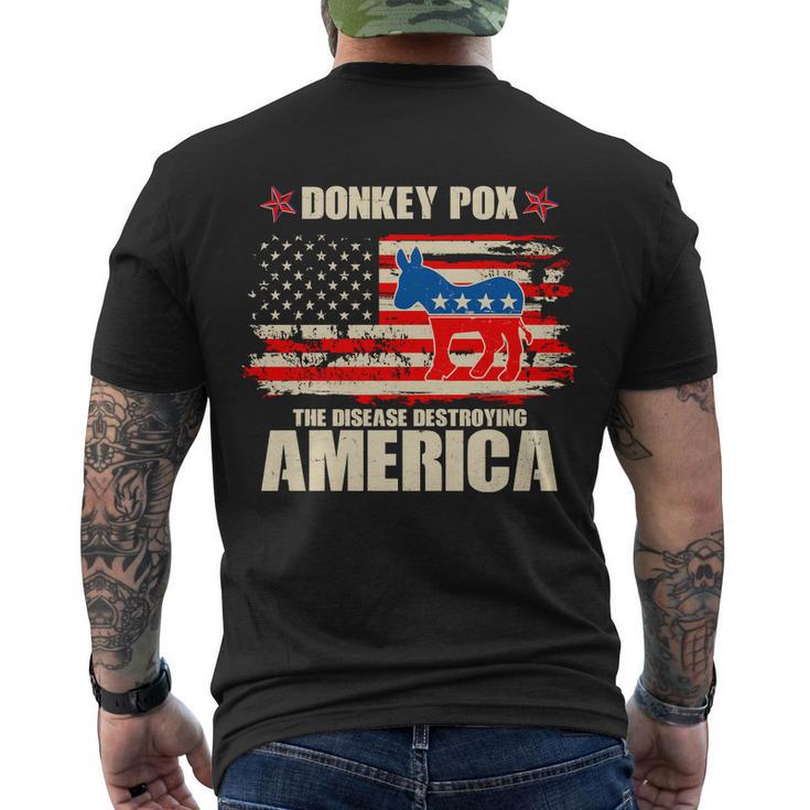 Distressed Donkey Pox The Disease Destroying America Men's Crewneck Short Sleeve Back Print T-shirt