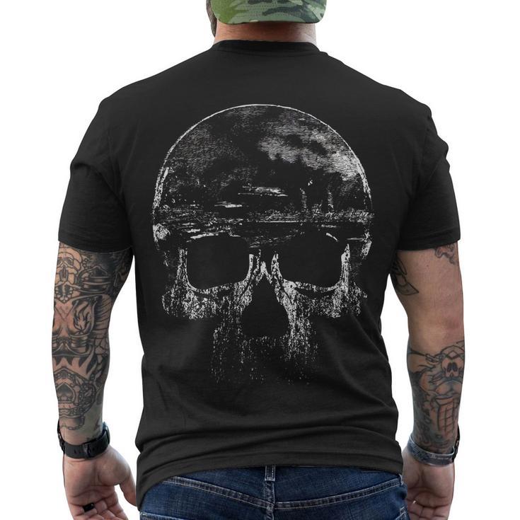 Distressed Skull Graphic Men's Crewneck Short Sleeve Back Print T-shirt