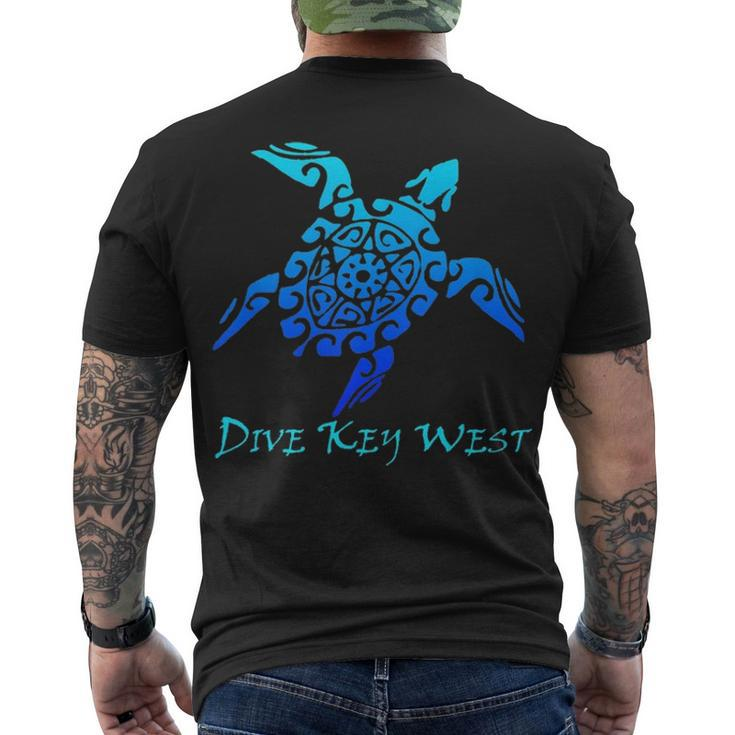 Dive Key West Vintage Tribal Turtle Scuba Vacation Men's T-shirt Back Print