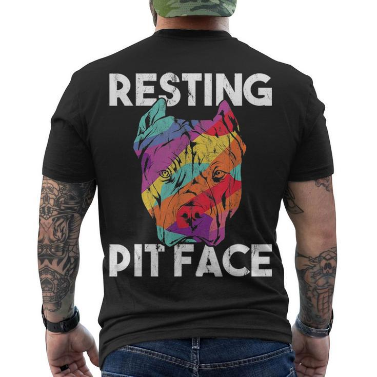 Dog Pitbull Resting Pit Face Vintage Men's T-shirt Back Print