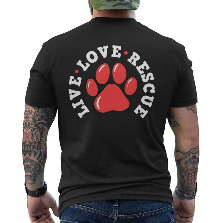 Dog Rescue Adopt Dog Paw Print Men's Back Print T-shirt