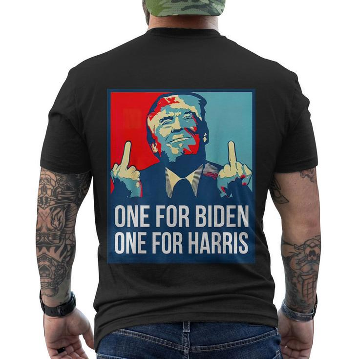 Donald Trump Middle Finger Biden Harris America Republican Men's Crewneck Short Sleeve Back Print T-shirt