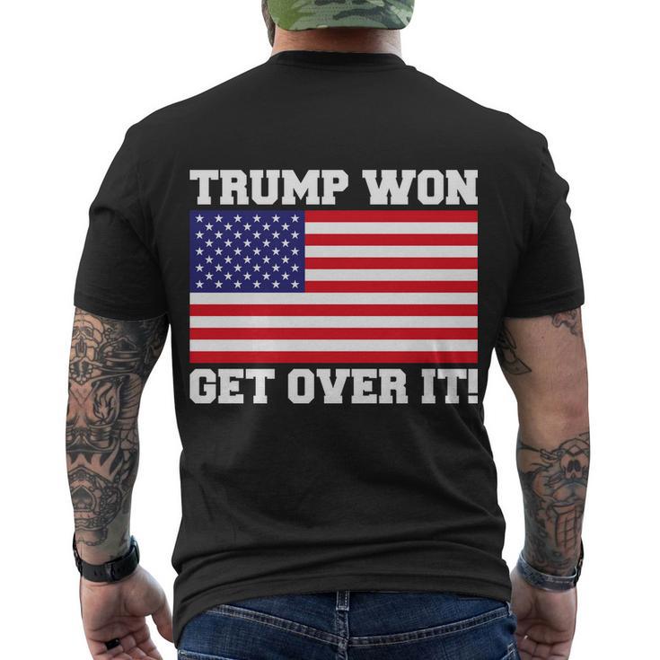 Donald Trump Won Get Over It Usa Flag 45Th President Men's Crewneck Short Sleeve Back Print T-shirt