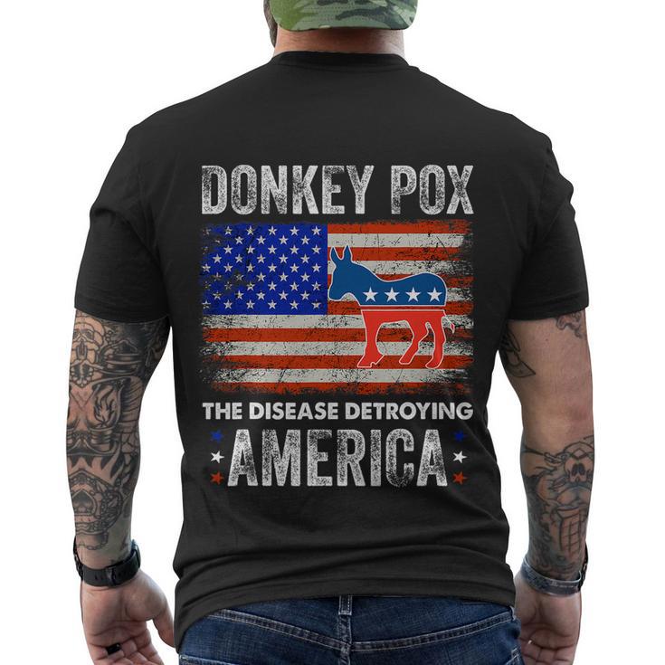 Donkey Pox The Disease Destroying America Usa Flag Funny Anti Biden Men's Crewneck Short Sleeve Back Print T-shirt