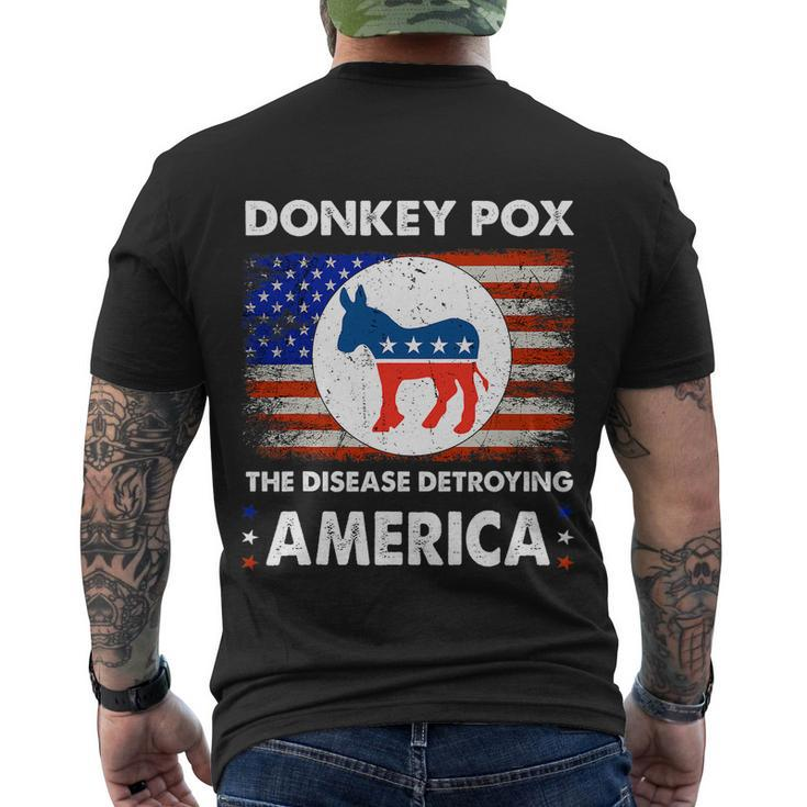 Donkey Pox The Disease Destroying America Usa Flag Funny Men's Crewneck Short Sleeve Back Print T-shirt
