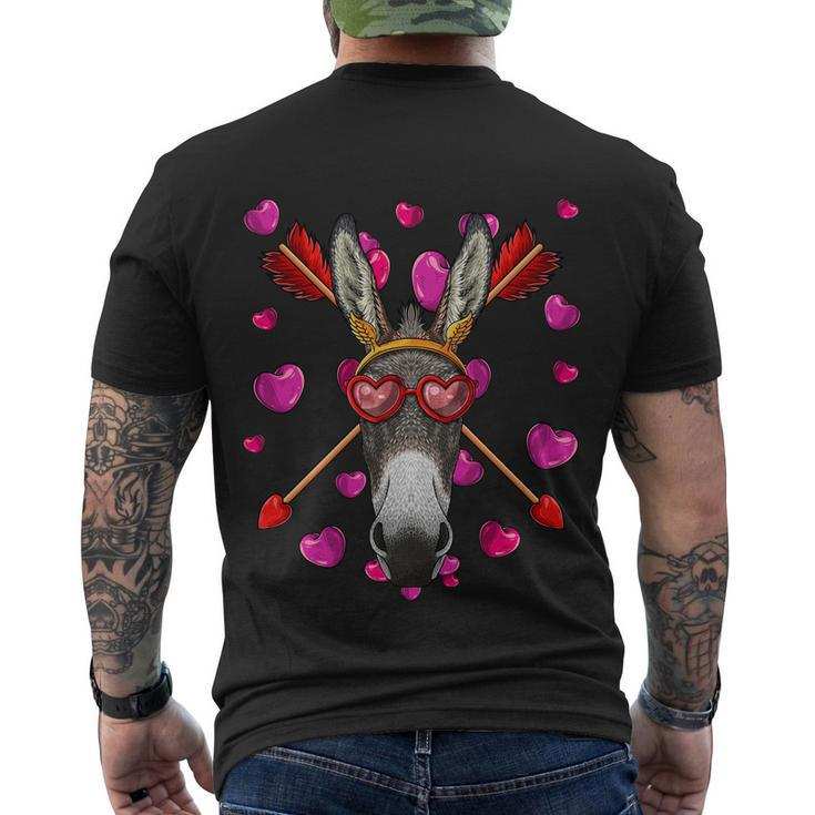 Donkey Valentines Day Animal Face Heart Glass Love Arrows Gift Men's Crewneck Short Sleeve Back Print T-shirt