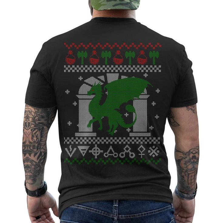 Dragon Dnd Ugly Christmas Sweater Men's Crewneck Short Sleeve Back Print T-shirt