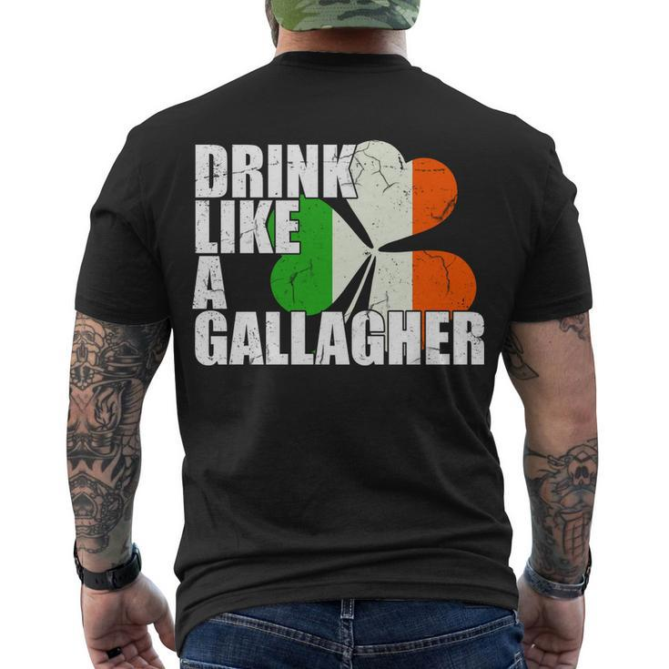 Drink Like A Gallagher Irish Clover Tshirt Men's Crewneck Short Sleeve Back Print T-shirt