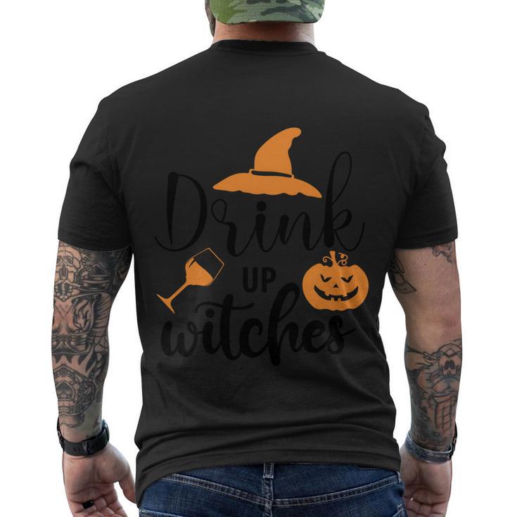 Drink Up Witches Witch Hat Pumpkin Halloween Quote Men's Crewneck Short Sleeve Back Print T-shirt