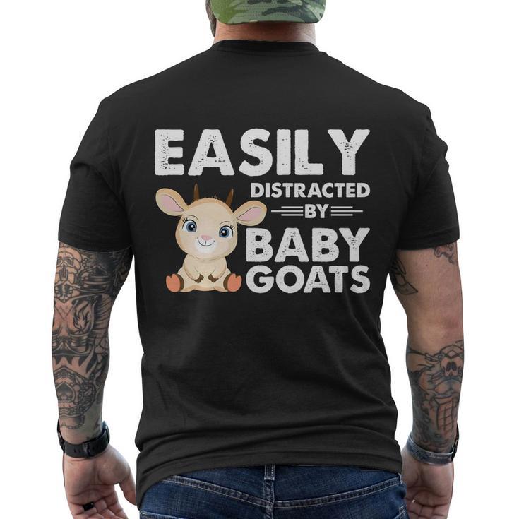 Easily Distracted By Baby Goats Shirt Goat Lovers Men's Crewneck Short Sleeve Back Print T-shirt