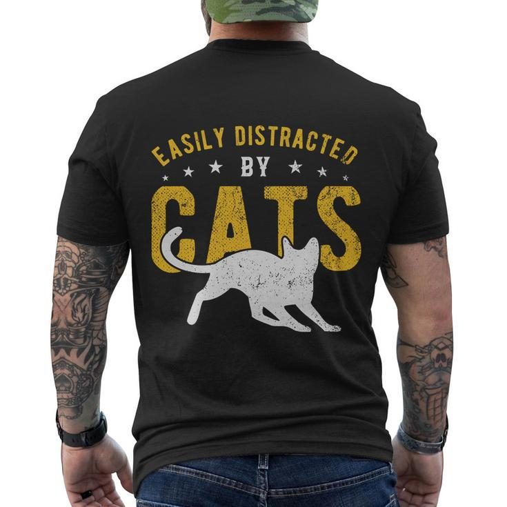 Easily Distracted By Cats Gift Men's Crewneck Short Sleeve Back Print T-shirt