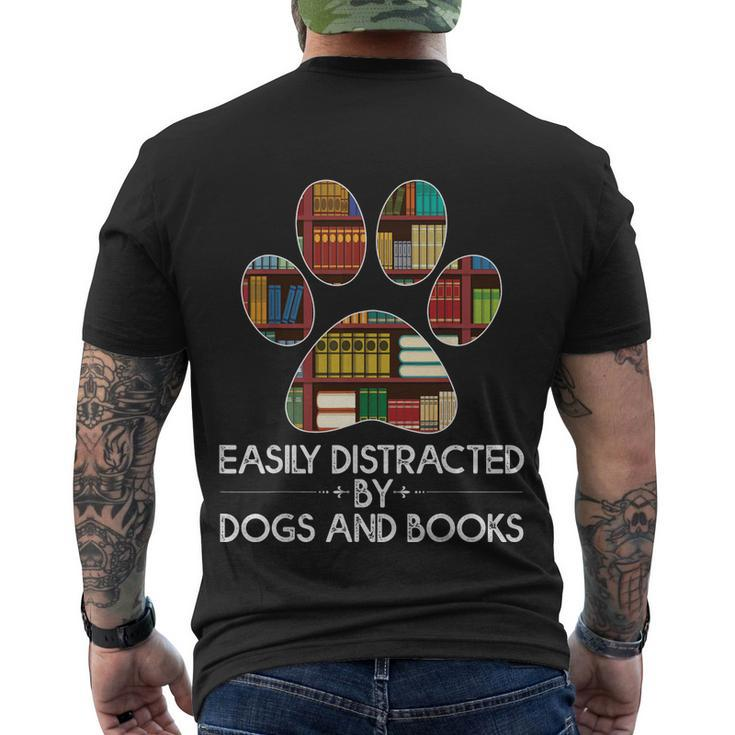 Easily Distracted By Dogs And Books Men's T-shirt Back Print