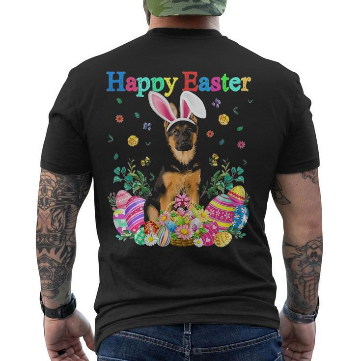 Easter Bunny German Shepherd Dog With Easter Eggs Basket Men's Back Print T-shirt