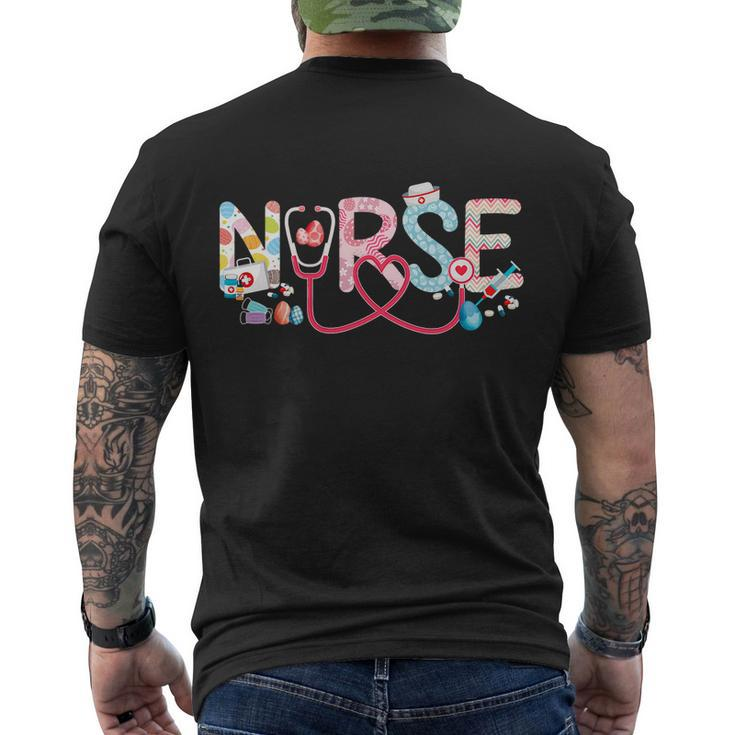 Easter Nurse Stethoscope Scrub Nurse Life Easter Bunny Eggs Gift Men's Crewneck Short Sleeve Back Print T-shirt