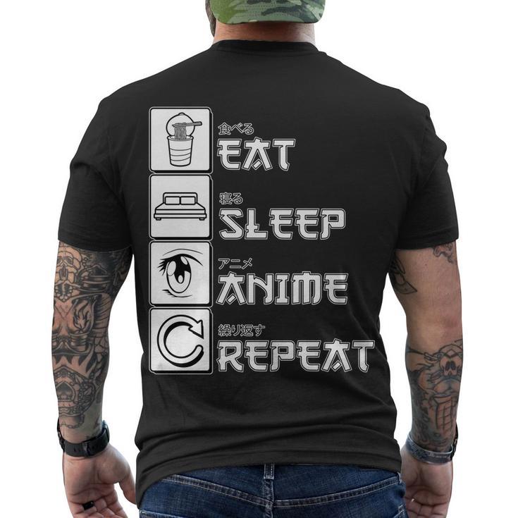 Eat Sleep Anime Repeat Tshirt Men's Crewneck Short Sleeve Back Print T-shirt