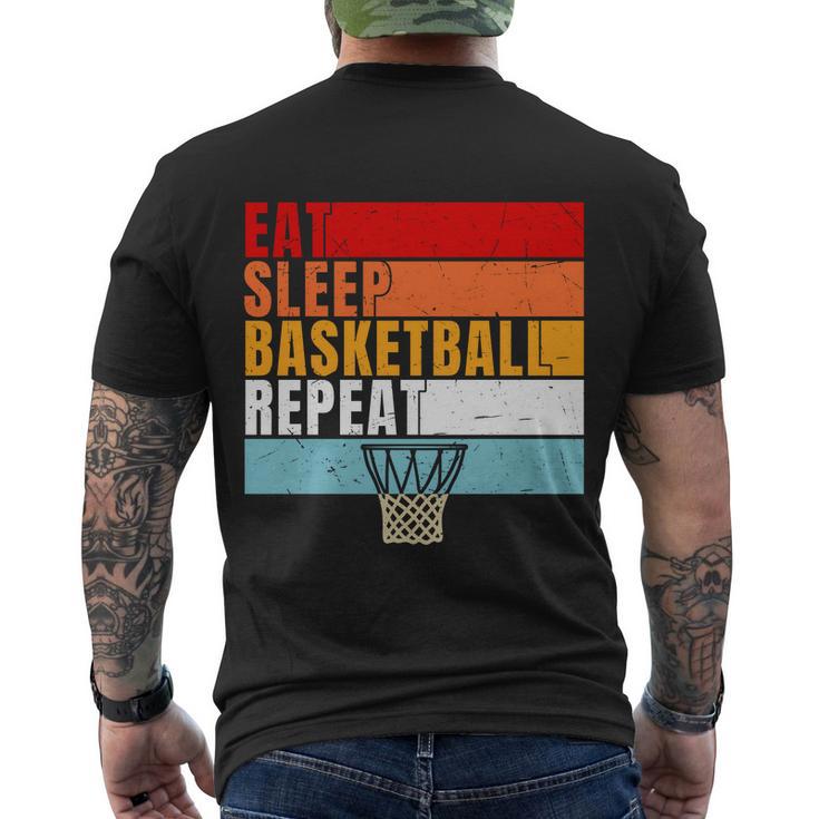 Eat Sleep Basketball Repeat Vintage Basketball Player Basketball Hoop Men's Crewneck Short Sleeve Back Print T-shirt