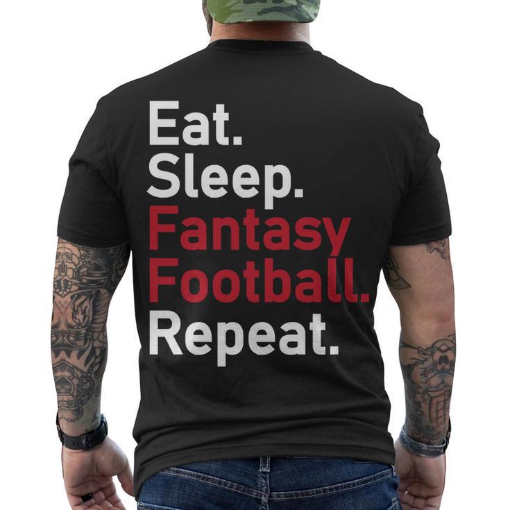 Eat Sleep Fantasy Football Repeat Tshirt Men's Crewneck Short Sleeve Back Print T-shirt