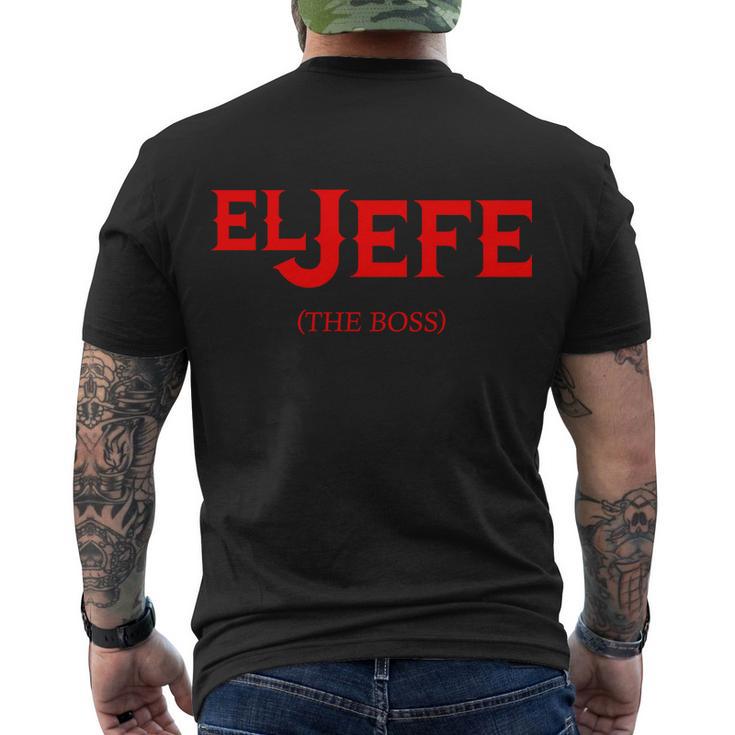 El Jefe The Boss Funny Text Logo Tshirt Men's Crewneck Short Sleeve Back Print T-shirt