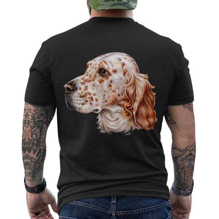 English Setter Dog Tshirt Men's Crewneck Short Sleeve Back Print T-shirt