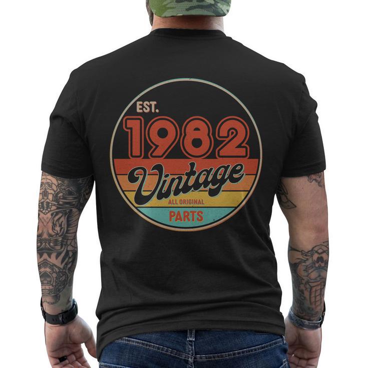 Est 1982 Vintage All Original Parts 40Th Birthday Emblem Men's Crewneck Short Sleeve Back Print T-shirt