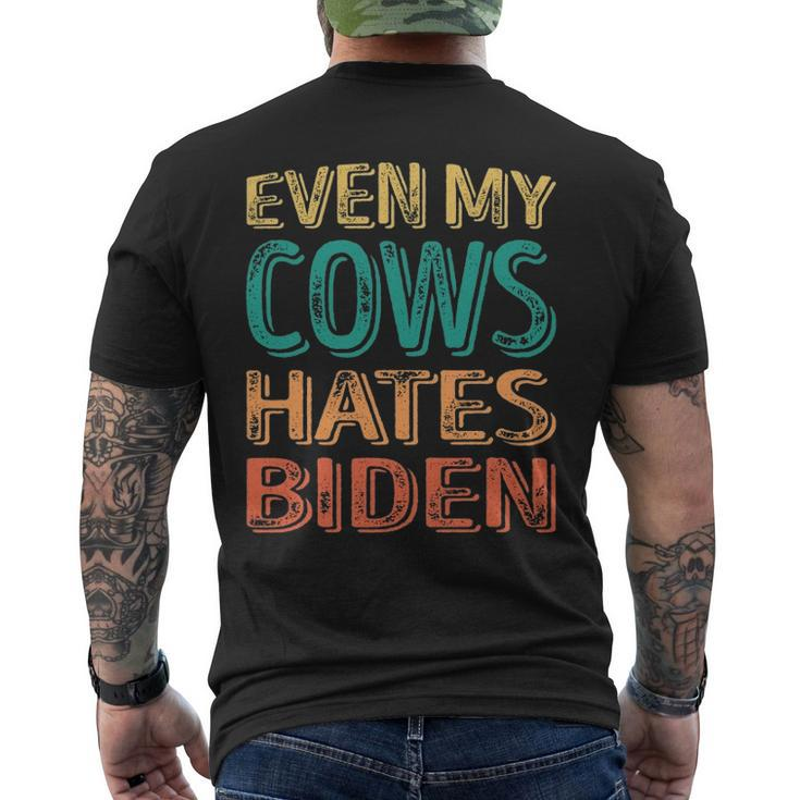 Even My Cows Hates Biden Anti Biden Cow Farmers Men's Back Print T-shirt
