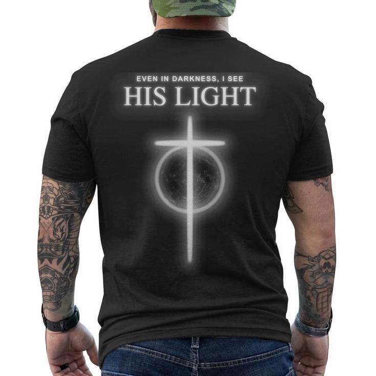 Even In The Darkness I See His Light Jesus Christian Tshirt Men's Crewneck Short Sleeve Back Print T-shirt