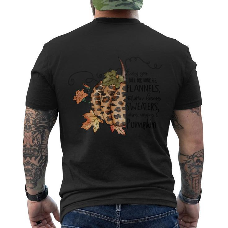 Every Your I Fall For Bonfires Flannels Autumn Leaves Men's Crewneck Short Sleeve Back Print T-shirt