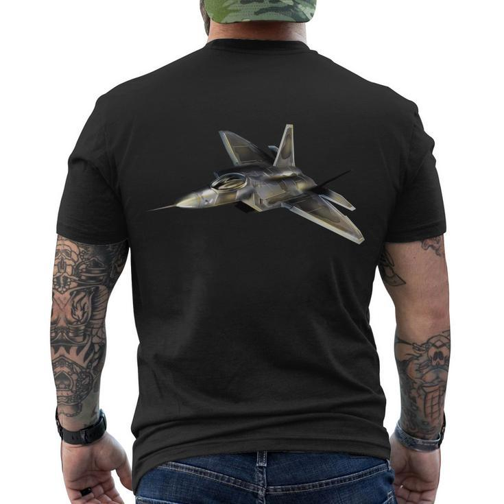 F-22 Raptor Fighter Jet Men's Crewneck Short Sleeve Back Print T-shirt